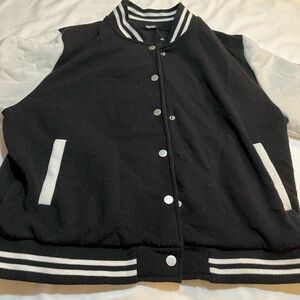 Black and White Varsity Jacket sell love angel cut size large in great condition
